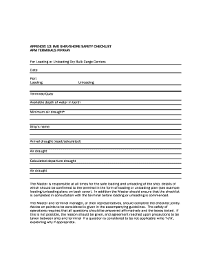 Appendix 12 IMO Ship Shore Safety Checklist Form DOC