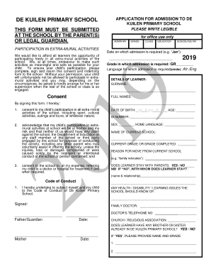 De Kuilen Primary Application Form