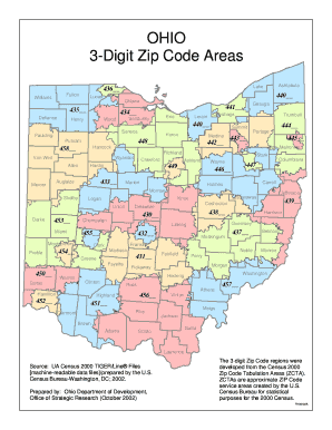 Ohio Zip Code Map Printable  Form