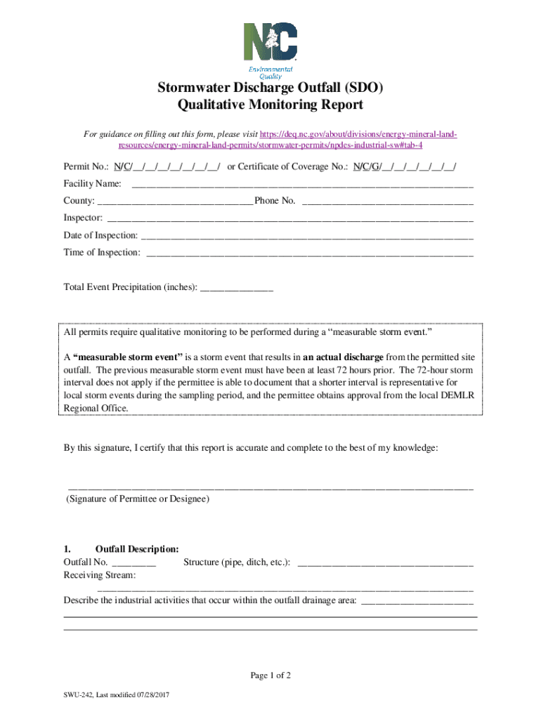  Stormwater Discharge Outfall SDO Qualitative Monitoring Report 2017-2024