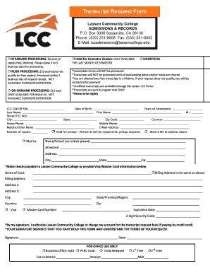 Get and Sign Lassen Community College Transcripts 2016-2022 Form