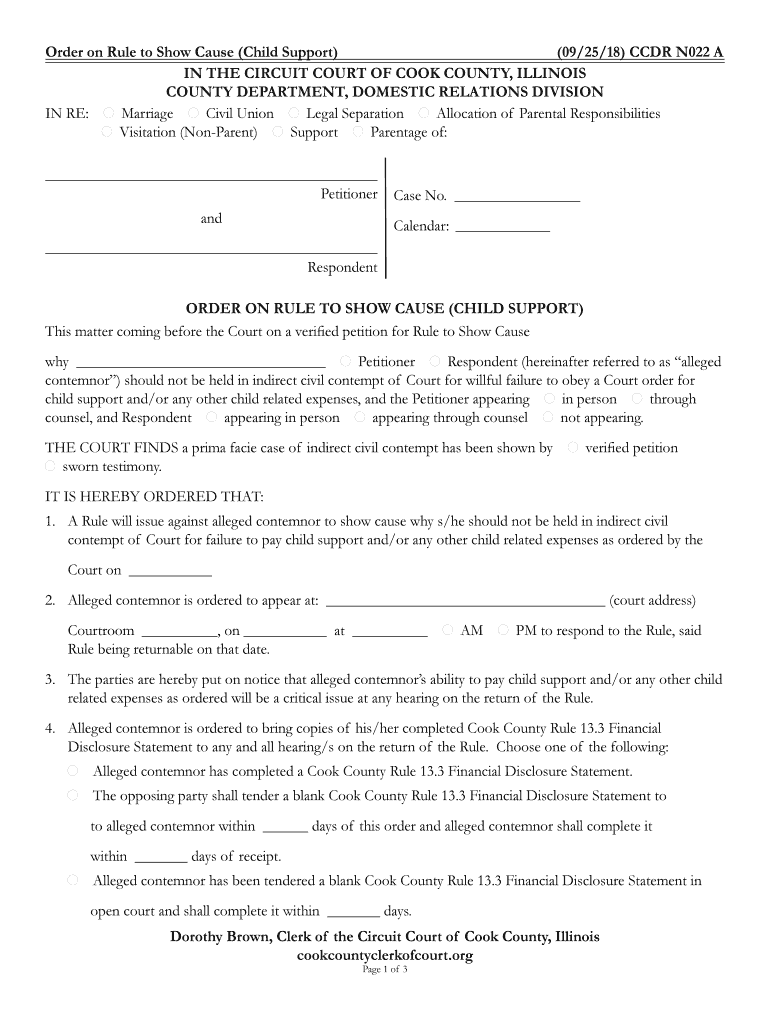 CCDR N022 Clerk of the Circuit Court of Cook County  Form