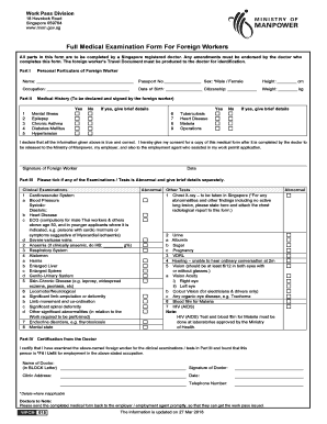 Singapore Medical Form