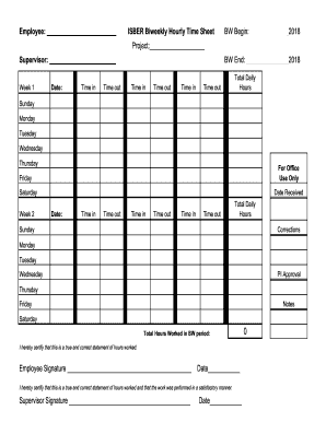  Hourly Biweekly Time Sheet 2018-2024