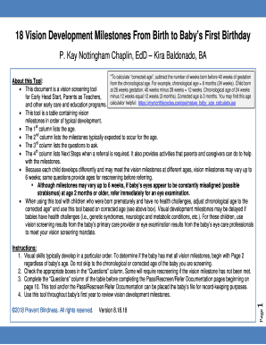 18 Vision Development Milestones from Birth to Baby&#039;s First Birthday  Form