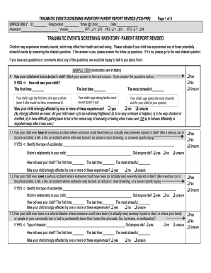 Traumatic Events Screening Inventory  Form