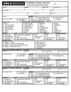  Standard Intake Record  MAAC Emergency Assistance and HMIS 2016-2024