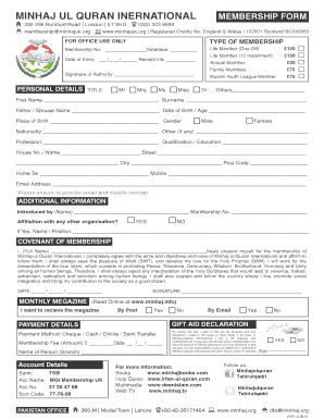 Minhaj Ul Quran Membership Form