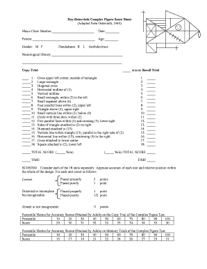 Rey Complex Figure Test Scoring Sheet  Form