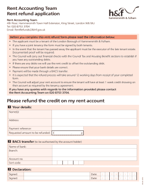 Hammersmith and Fulham Rent Payment Online  Form