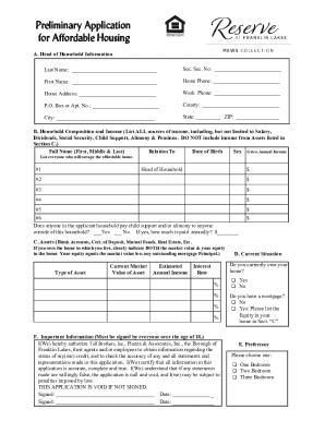 New Jersey Affordable Housing  Form