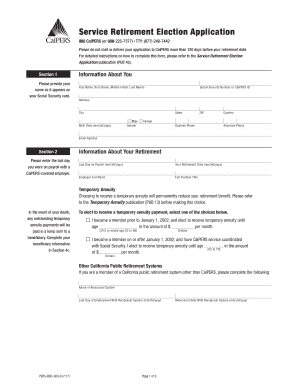 Get and Sign Service Retirement Election Application Service Retirement Election Application 2017 Form