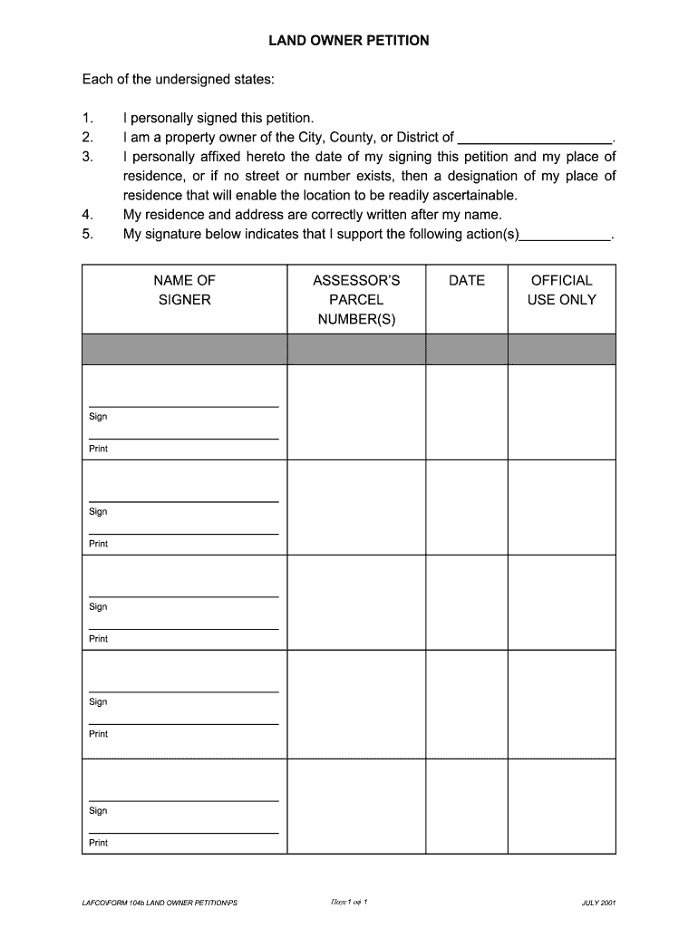 FORM 104b LAND OWNER PETITION Wpd