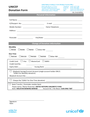 Unicef Donation Form