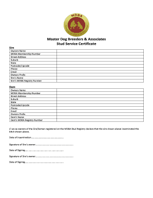 Mdba Stud Certificate  Form
