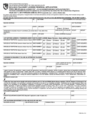  Falconry License Renewal Application FG360 DOC FG360 2014