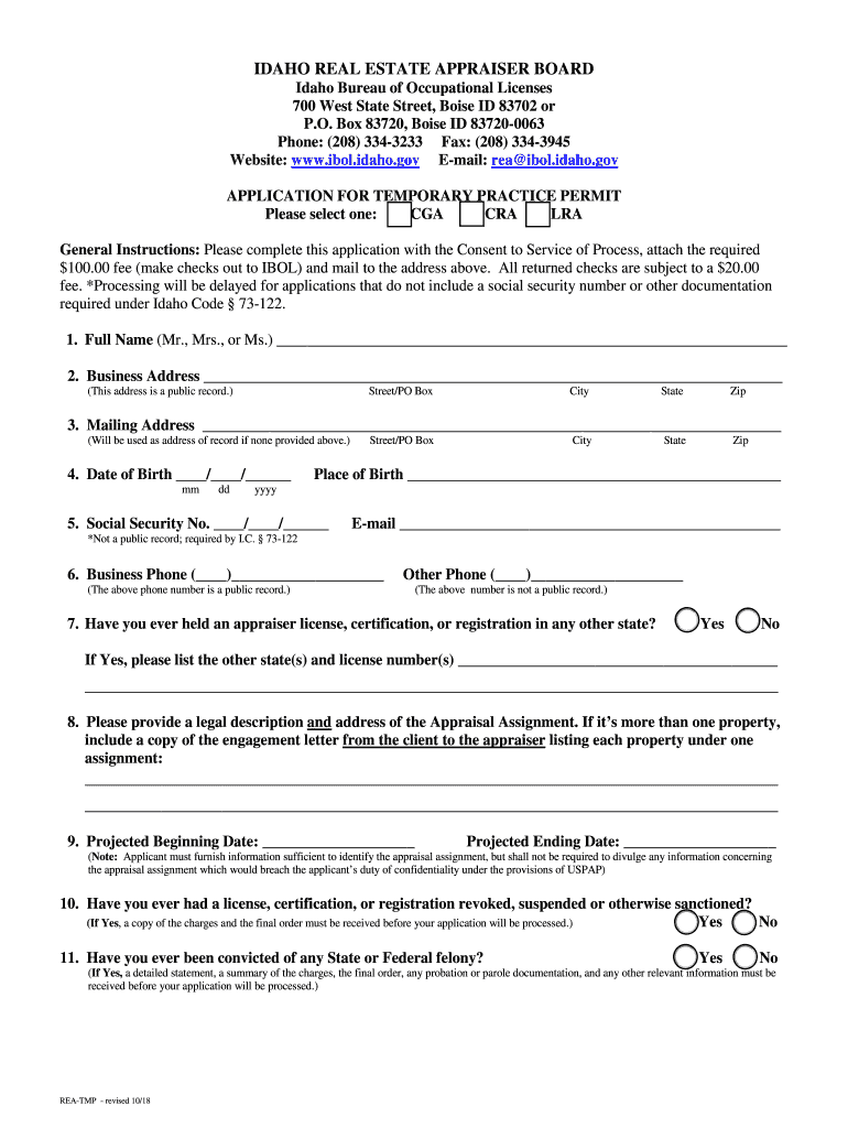 Idaho Reatmp  Form