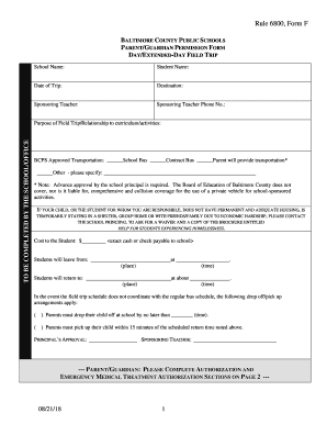 Get and Sign Rule 6800, Form F DAYEXTENDED DAY FIELD TRIP 2018-2022