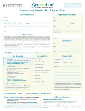 Non Invasive Prenatal Test Request Form Dorevitch Pathology