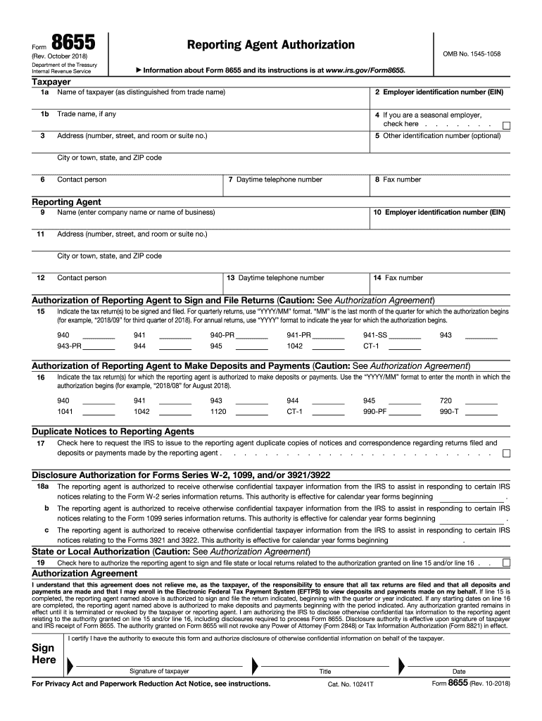  Form 8655 Filing Instructions 2018