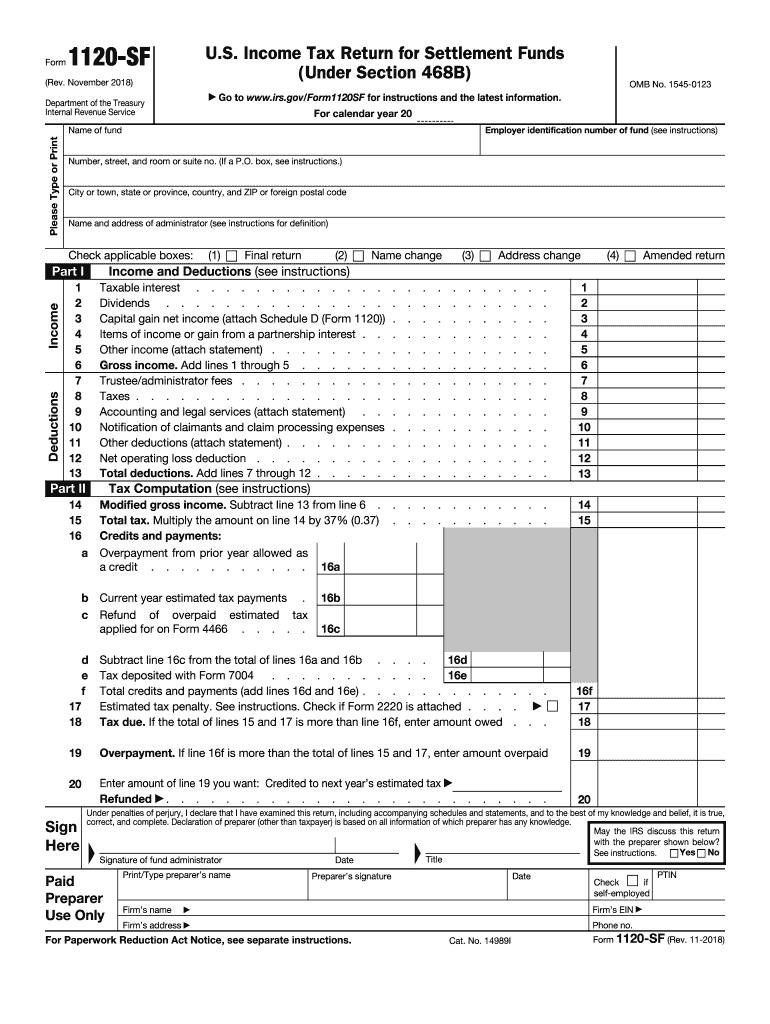  Form Sf Irs 2018-2024