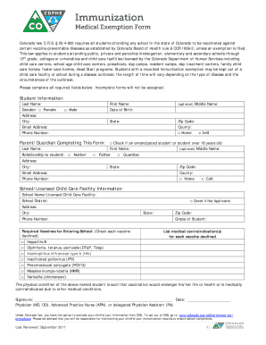 Get and Sign Colorado Immunization Exemption 2017-2022 Form
