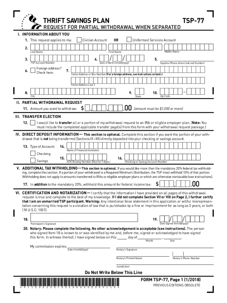  Tsp Form 77 2018-2024