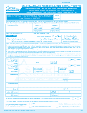 Star Health Travel Insurance Proposal Form
