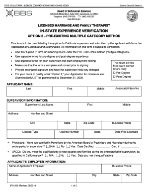  M F T Experience Verification Option 2 2019-2024