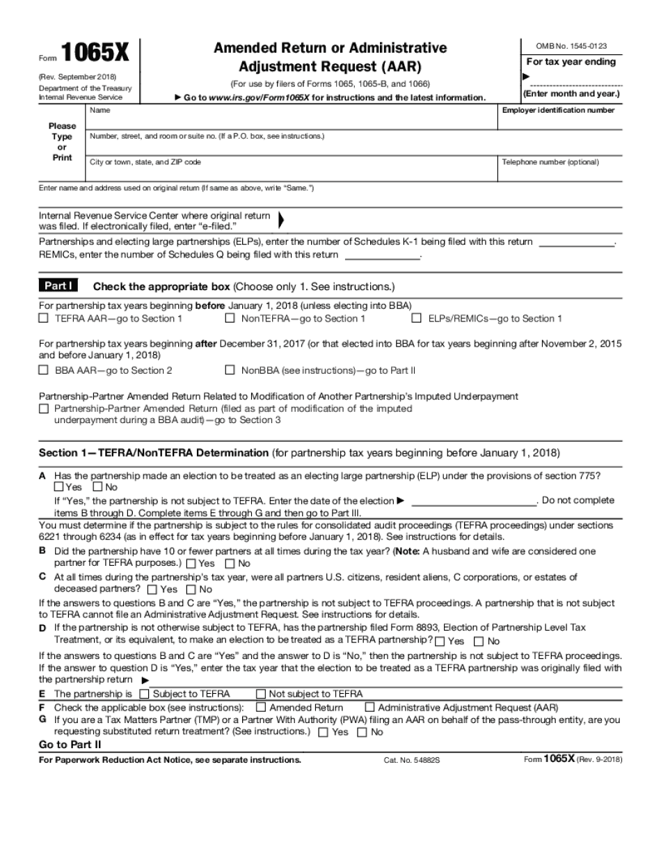  Form 1065x 2018