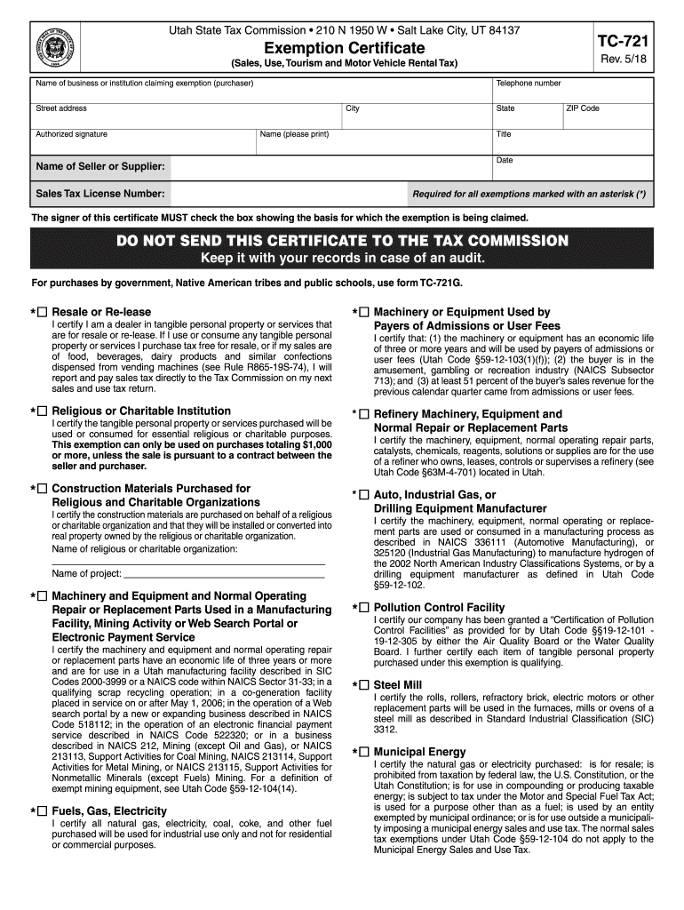  Tc 721  Form 2018