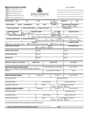 Insurance Plans Johns Hopkins Medicine  Form