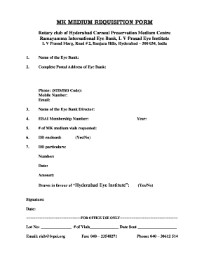 Amg Requisition Form LV Prasad Eye Institute