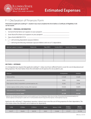  Declaration of F Inances Admissions Illinois State University 2018