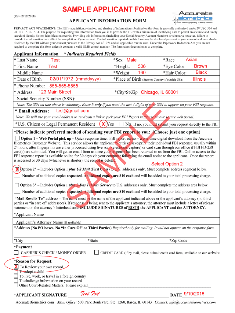  SAMPLE APPLICANT FORM 2018-2024