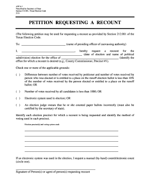 Texas 1 Petition Form