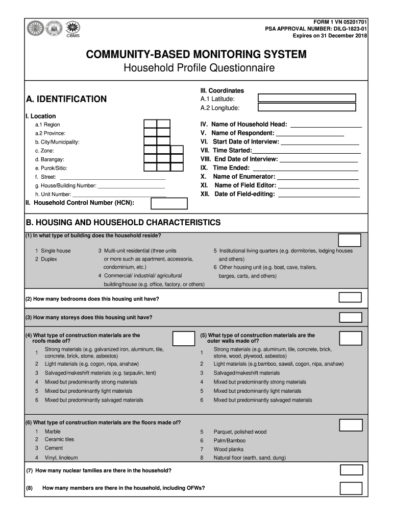  Cbms Questionnaire 2018-2024