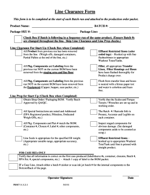 Line Clearance  Form