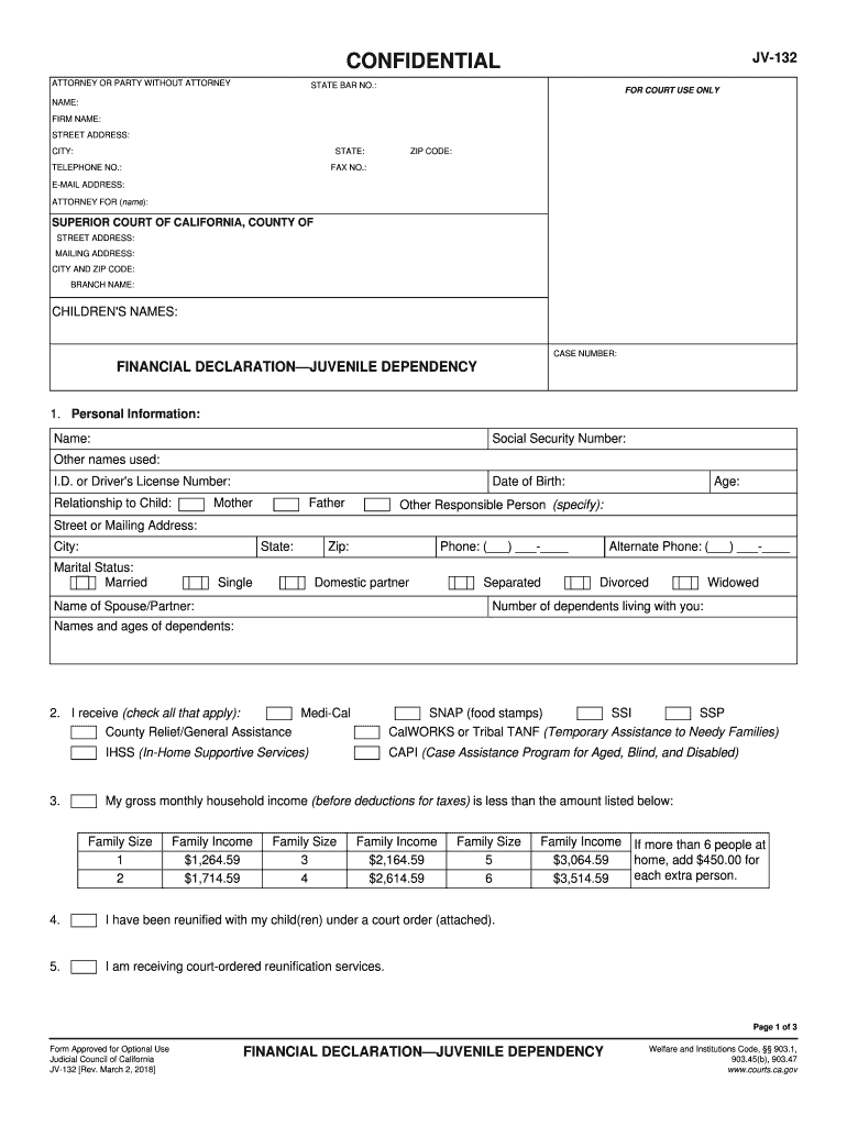  California Financial Dependency Sample 2018-2024