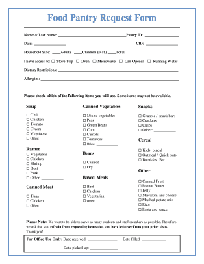 Food Pantry Request Form