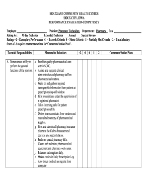 Pharmacy Technician Performance Evaluation Sample