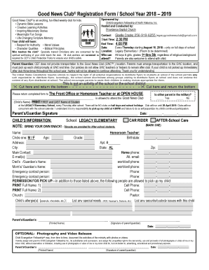 Good News Club Registration Form