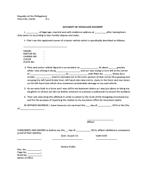 Affidavit of Accident PDF  Form