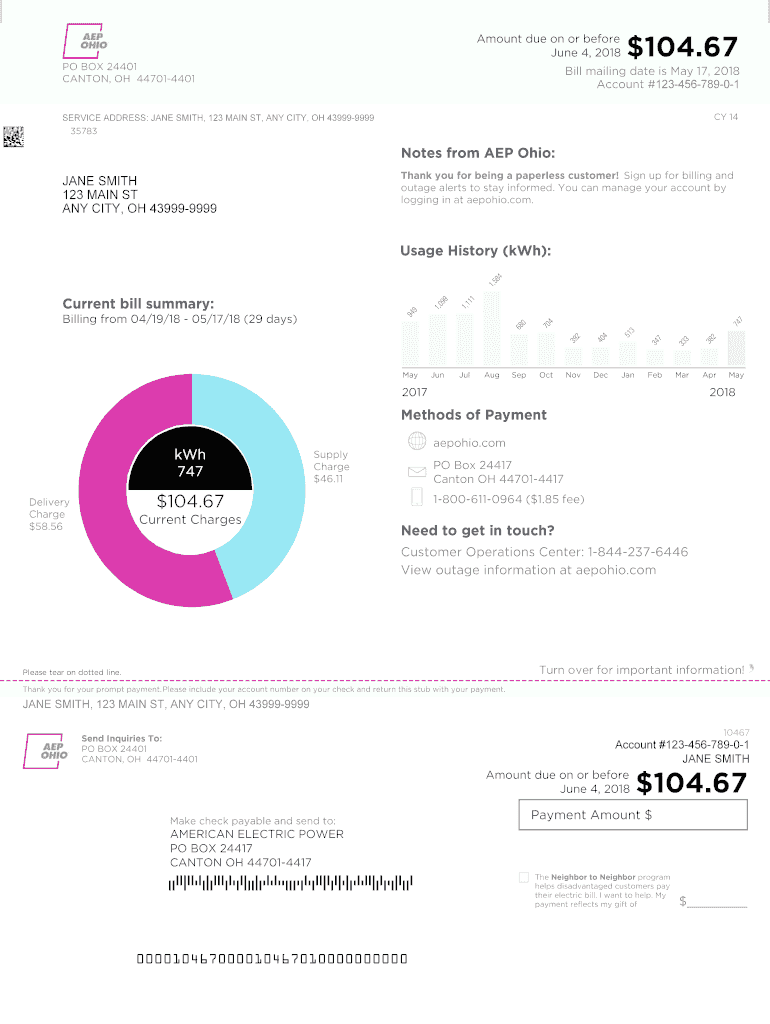 Aep Ohio Sample Bill  Form