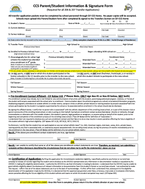 CCS ParentStudent Information &amp; Signature Form SJUSD Org