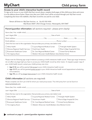 Mychart Child  Form