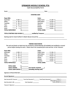 Maximum Cash Accountability Form