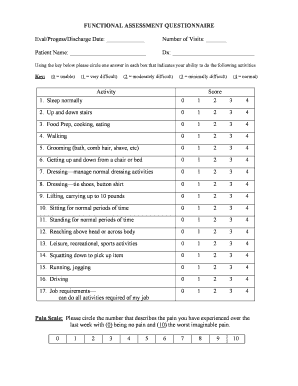 Functional Assessment Questionnaire  Form