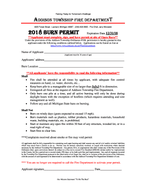 PDF Burn Permit Addison Township  Form