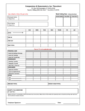 Companions &amp; Homemakers, Inc  Form